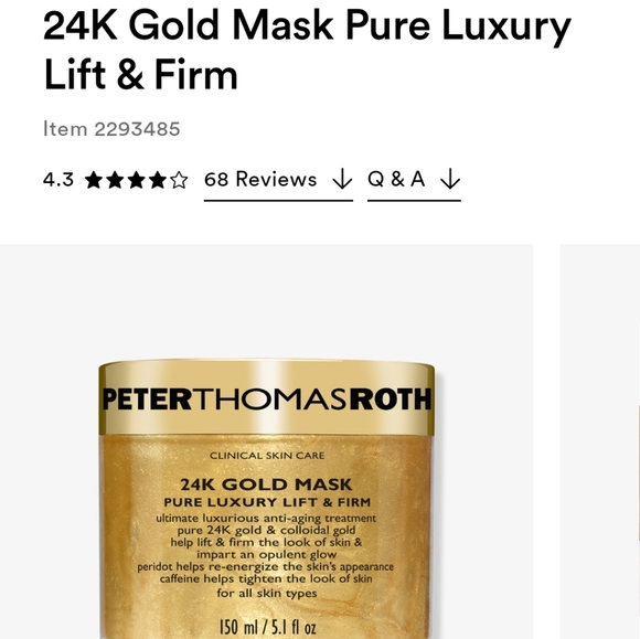 Peter Thomas Roth 24K gold mask pure luxury lift & firm face mask - Picture 1 of 3